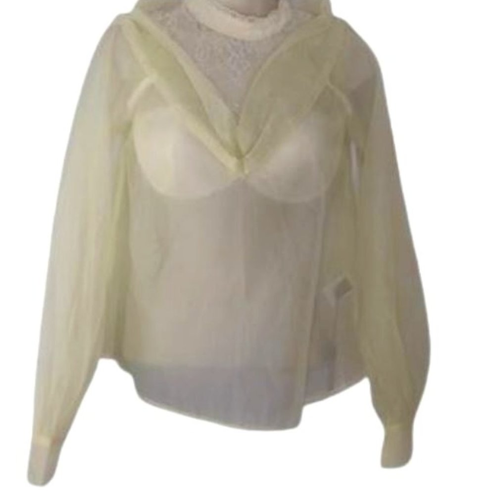 Shein X Sheer Cream Top with Lace Bralette